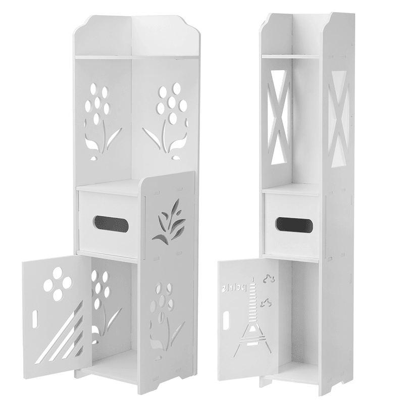 Bathroom Toilet Storage Cabinet Organizer Standing Rack Bedroom Cupboard Holder - White