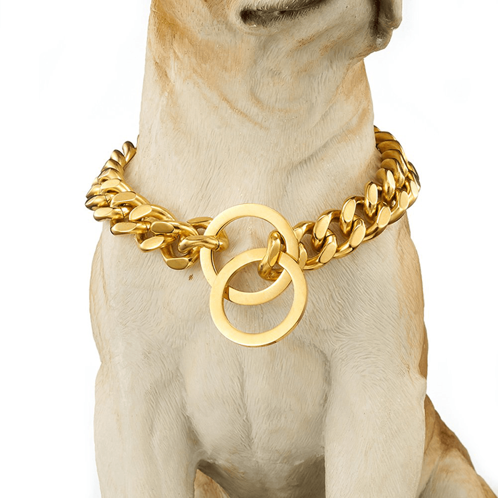 17 mm Edelstahl Goldkette Hundehalskette Haustierhalsband Welpentraining Bordsteinkante