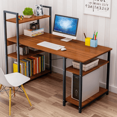 Computer Desktop Desk Simple Desk with Bookshelf Combination One Table Student Simple Home Double Writing Desk for Home Office