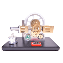 Enjomor Horizontal Gear Drive Hot Air Stirling Engine LED Electricity Generator Model with Voltmeter