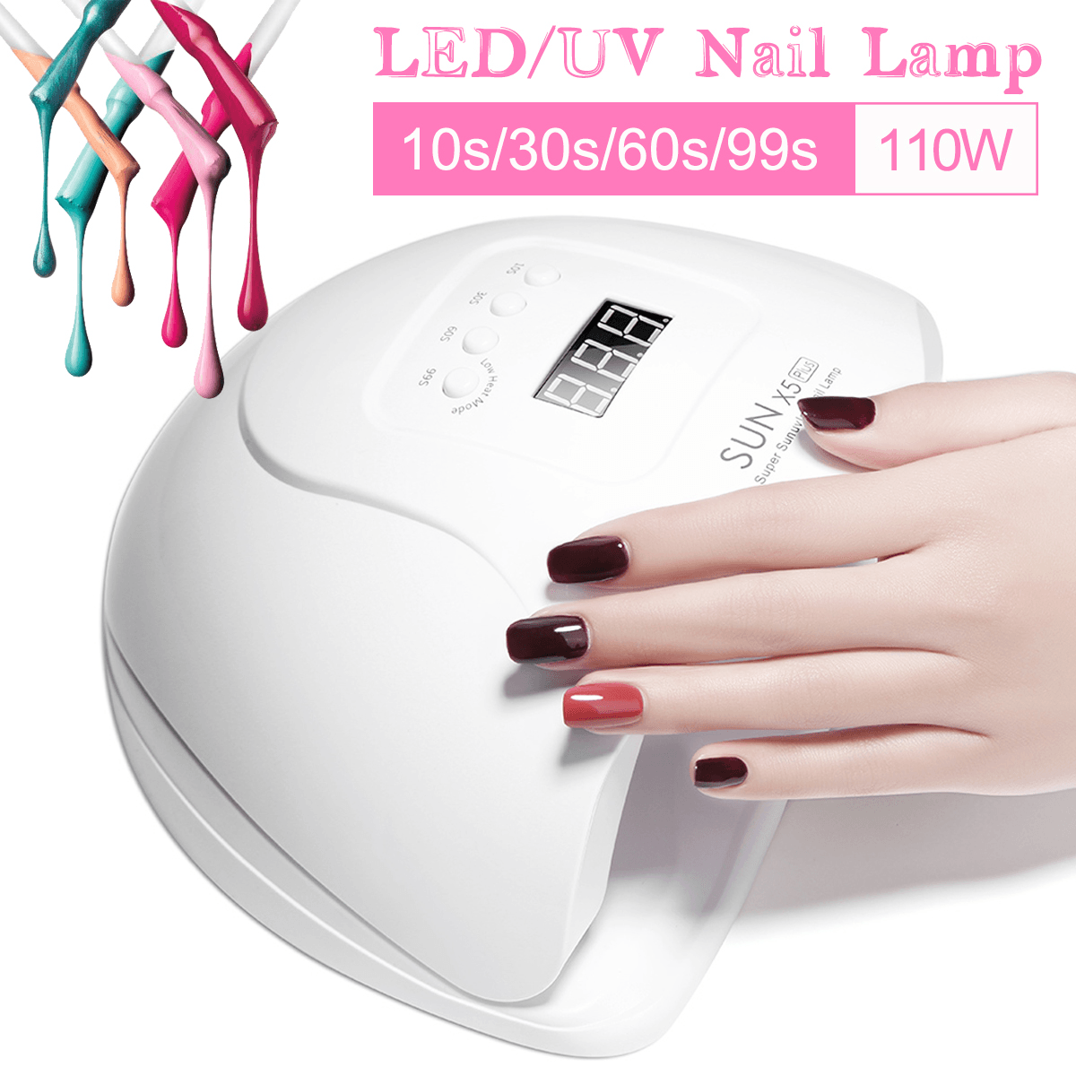 Nail Dryer UV Lamp for Gel Varnish Nails Gel Polishing 30S/60S/90S Timing Lamp Nail Dryer for Drying Nail Art Tool