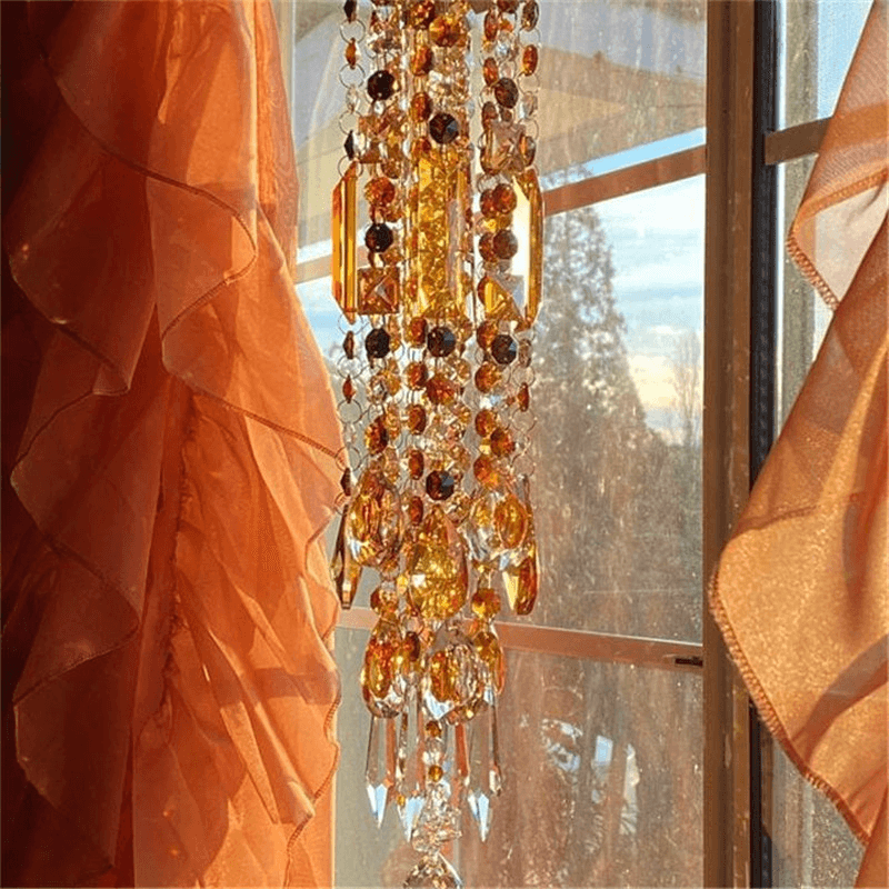 Yellow White Crystal Wind Chimes Extended Version Free Cleaning Fuss-Free Assembly Wind Chimes for Garden Patio Lawn