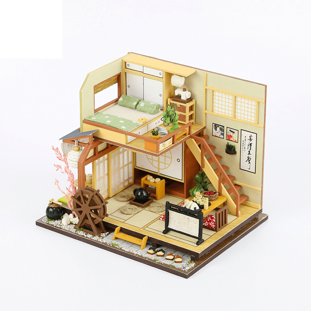 Hongda M034 Karuizawa Forest Holiday DIY Handmade Assemble Doll House Kit Miniature Furniture Kit with LED Lights for for Gift Collection House Decoration