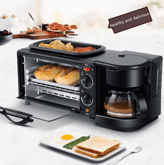 3 in 1 Electric Breakfast Maker Multifunction Coffee Maker Frying Pan Mini Oven Bread Pizza Oven