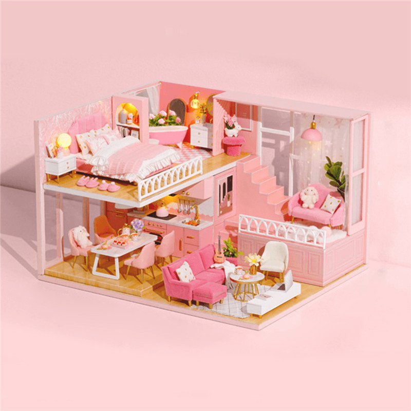 Multi-Style 3D Wooden DIY Assembly Mini Doll House Miniature with Furniture Educational Toys for Kids Gift