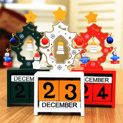 Weihnachten Kreatives Geschenk Mini Holzkalender Home Ornament Tisch Schreibtisch Dekor