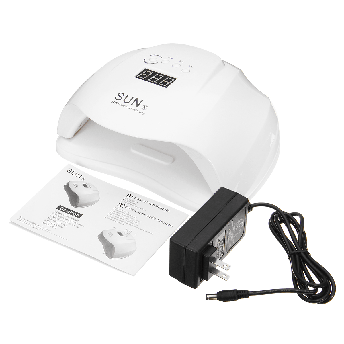 54W White LED UV Lamp Time Setting Nail Art Dryer Curing Gel Manicure Tools Nails Salon Home