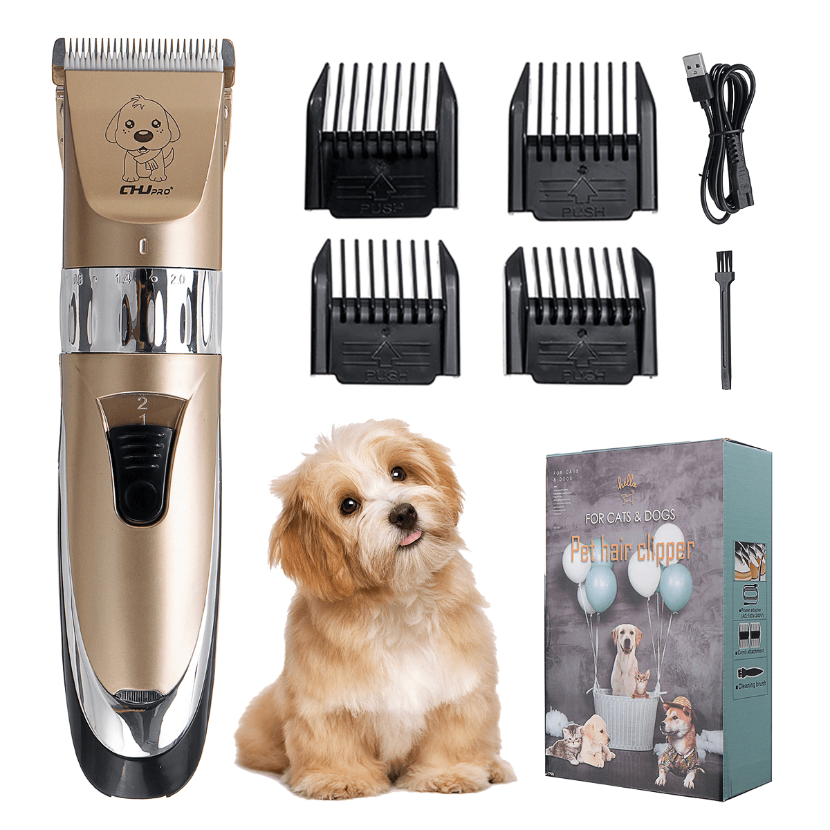 Cortadora de pelo profesional para perros y gatos, cortadora eléctrica para mascotas, Kit de aseo de bajo ruido, recargable por USB