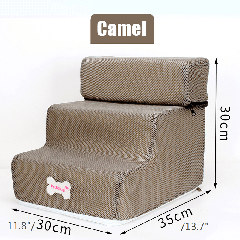 30X35X30Cm 3 Steps Dog Stairs for High Bed Pet Cat Ramp Ladder W/ Removable Top