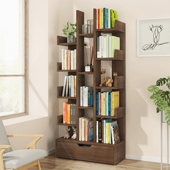 Kreatives mehrschichtiges Bücherregal, einfaches Holzboden-Bücherregal, Bücher, Zeitschriften, Aufbewahrungsregal für den Schlafsaal im Home Office