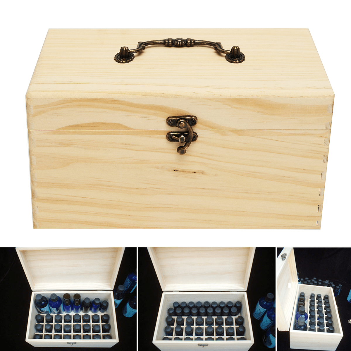 32 Gitter Holzflaschen Box Container Organizer Aufbewahrung für ätherische Öle Aromatherapie