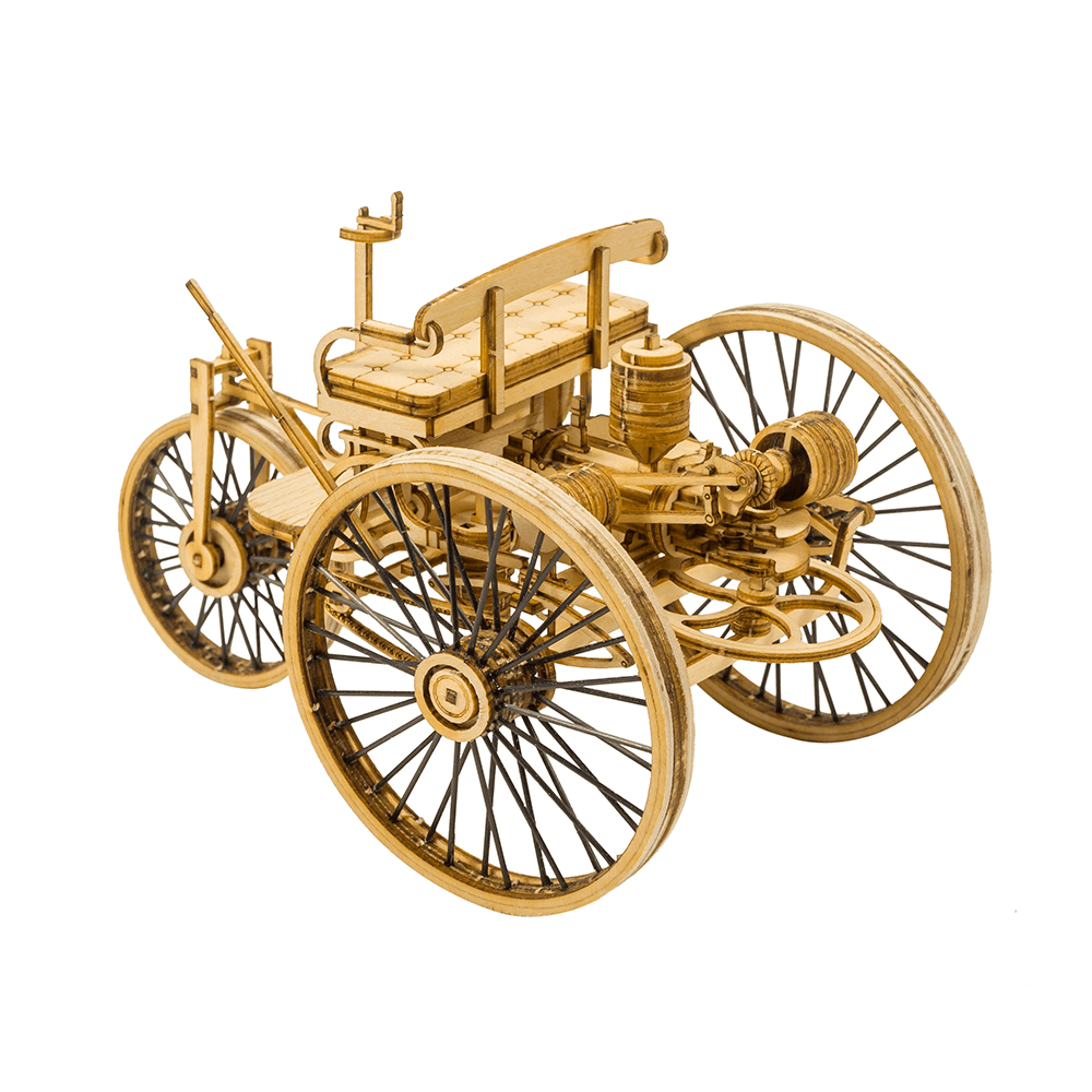 Simulation Bike Model DIY Wooden Assembled Vehicle Vintage II Static Collection Model Toy