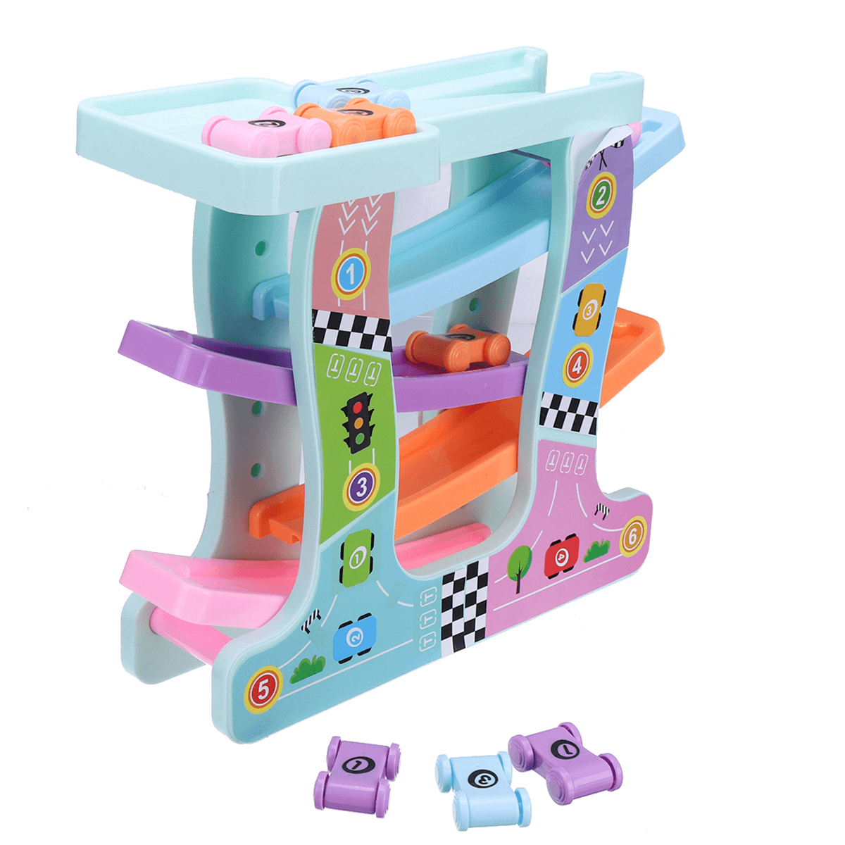 Click Clack Racetrack Wooden Children Car Slider Race Track Toys Desarrollo Juguete divertido