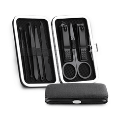 Y.F.M® Stainless Steel Black Nail Clipper Pedicure Scissor Tweezer Manicure Set Kit