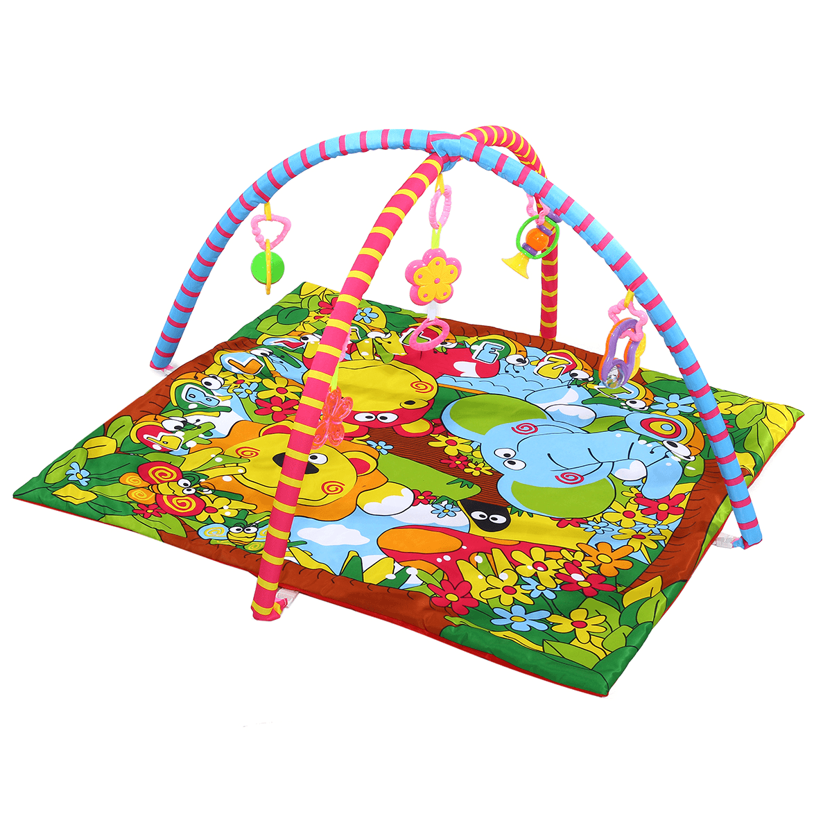 Baby Music Crawling Carpet Blanket Pad Fitness Gym Square Animal Mat Hanging Toy