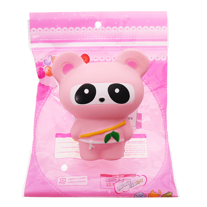 Pink Bear Squishy Panda Ninja Suit Soft Toy 13.5Cm Slow Rising Bag con embalaje de regalo