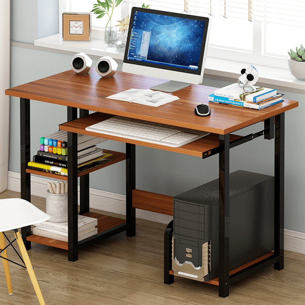 Computer Desk Desktop Desk Modern Home Desk Simple Student Desk Combination Writing Desk with Shelves