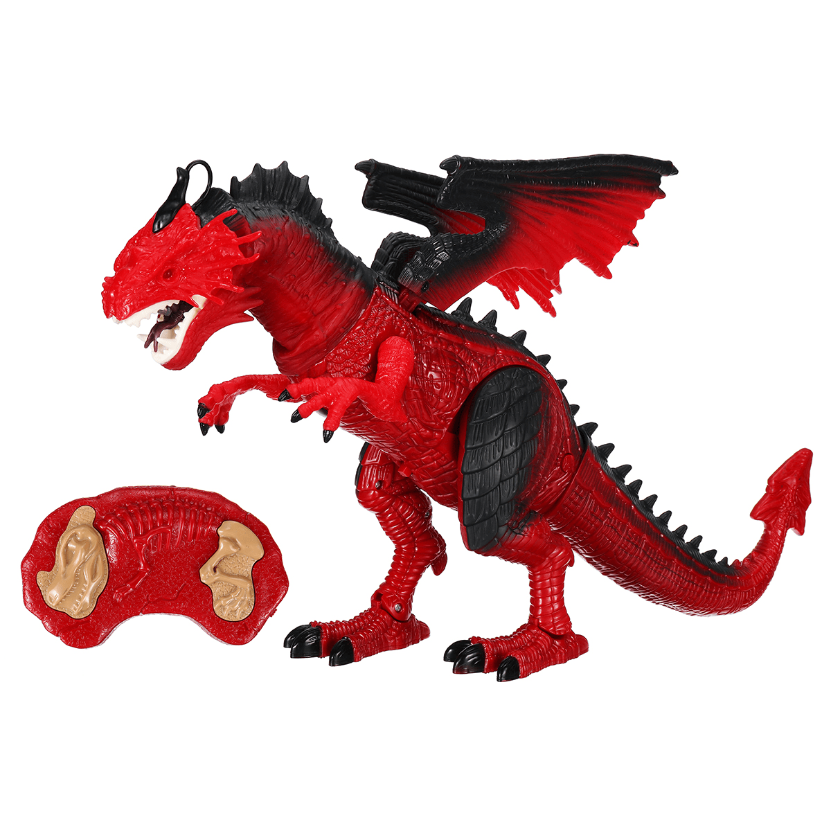 Remote Control 360° Rotate Spray Dinosaur with Sound LED Light and Simulate Flame Diecast Model Toy for Kids Gift