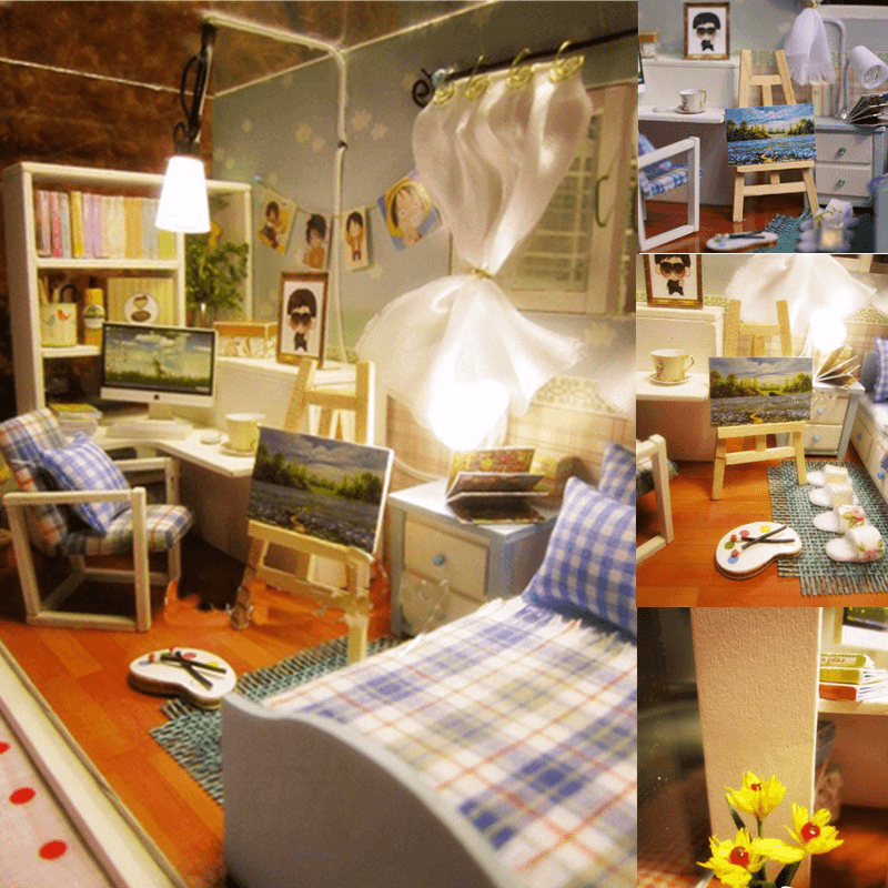 Cuteroom 1:32 Puppenhaus-Miniatur-Bausatz mit Cover und Musik-LED-Licht, Herz des Ozeans