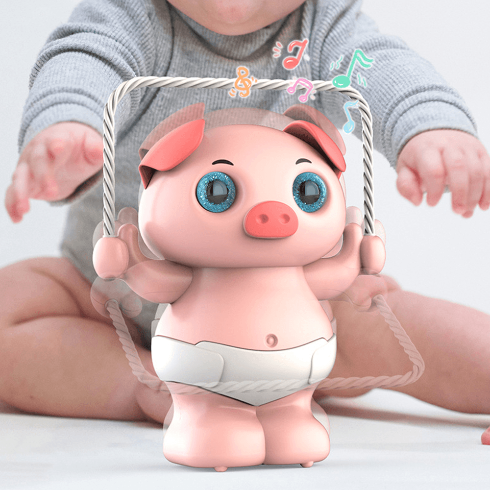 Creative Cute Electric Dancing Pet Clap Your Hands to Wake up Dumping Voice Control Skipping Piggy Dog Puzzle Toy with Lights & Music for Kids Gift