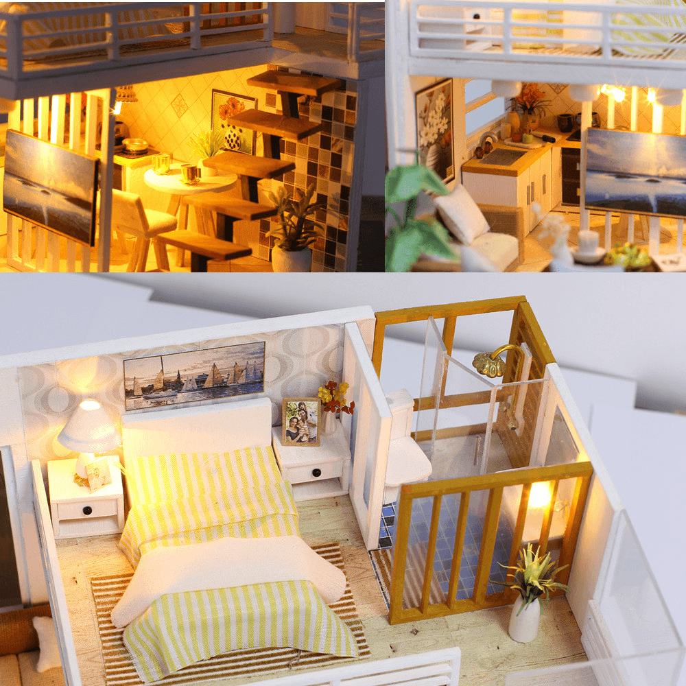 Iiecreate K031 Simple and Elegan DIY Doll House with Furniture Light Cover Gift Toy