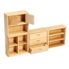 1:12 Puppenhauszubehör Holzmöbel Schrank Schrank mit 4 Abschnitten