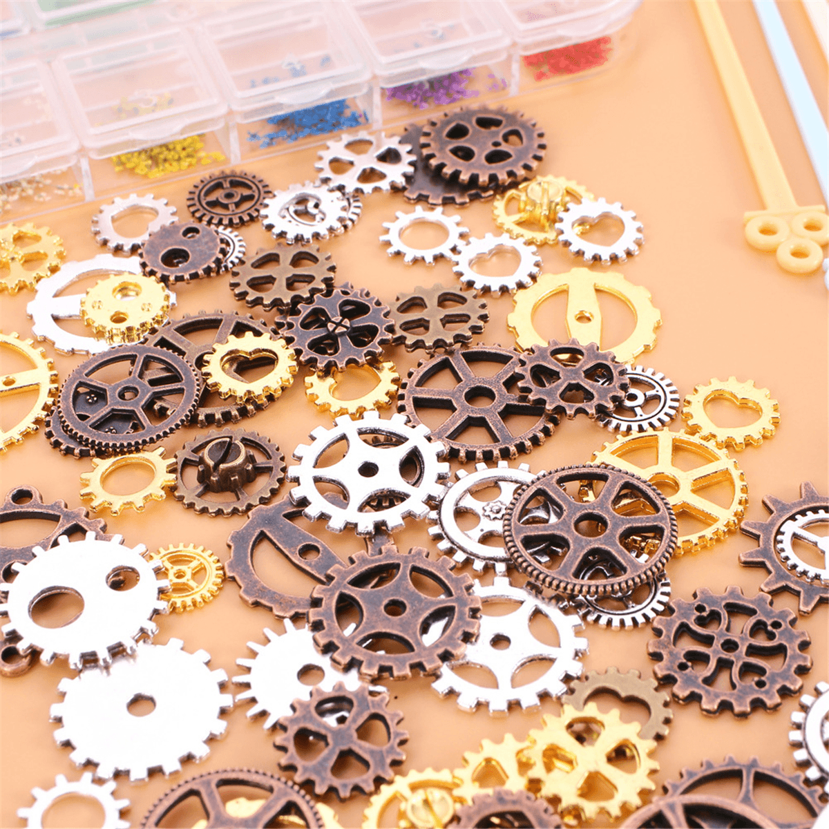 45Pcs/Set Pendant Trays Set DIY Jewelry Bezel Making Crystal Bracelet Pendant Silicone Resin Mould Jewelry Casting Molds Kit Vintage Base