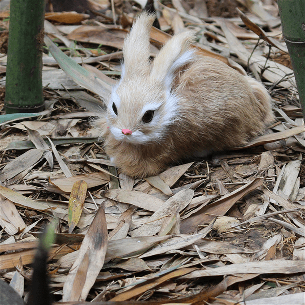 Lifelike Rabbit Crouching Animals Models Handmade Realistic Dolls Stuffed Plush Toy