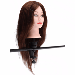 20" Braun 90 % Echthaar Friseur-Trainingskopf Schaufensterpuppe Modell Flechten Praxis Salon Klemme