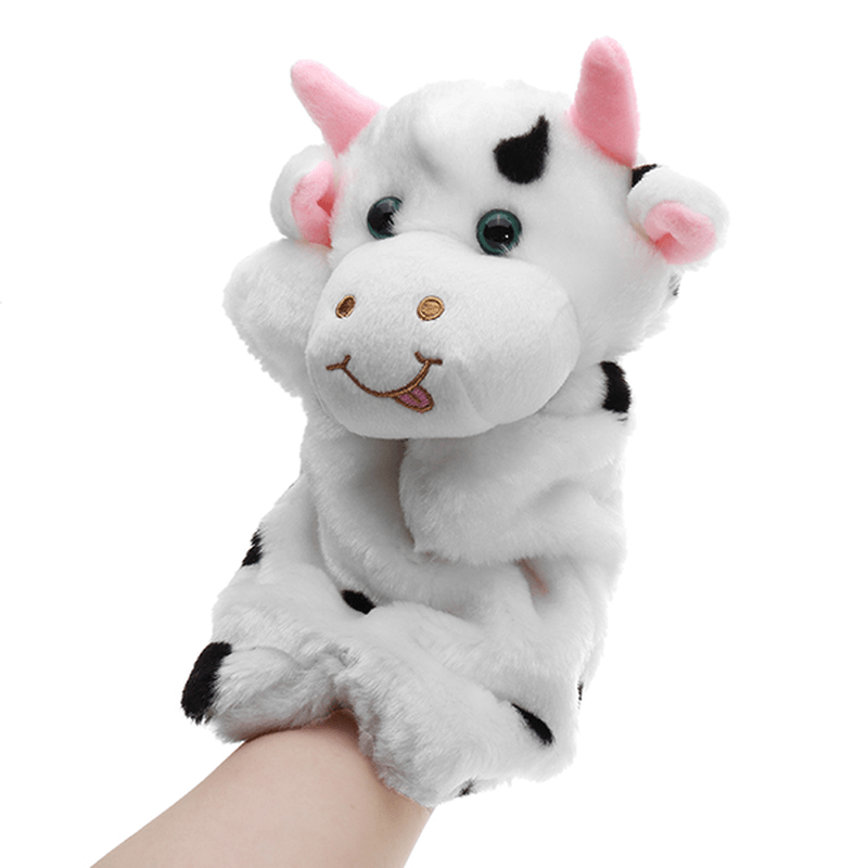 27CM Stuffed Animal Cow Hand Puppet Classic Children Figure Puppet Toys Plush