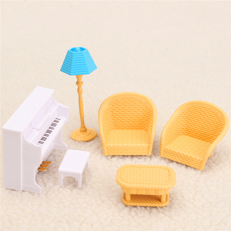 Dollhouse Sofa Piano Table Miniature Furniture Sets for Sylvanian Family Accessories Kids Gift Toys