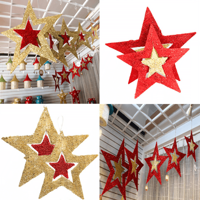 Christmas Ornaments Shiny Star Xmas Tree Ceiling Wall Hanging Decoration