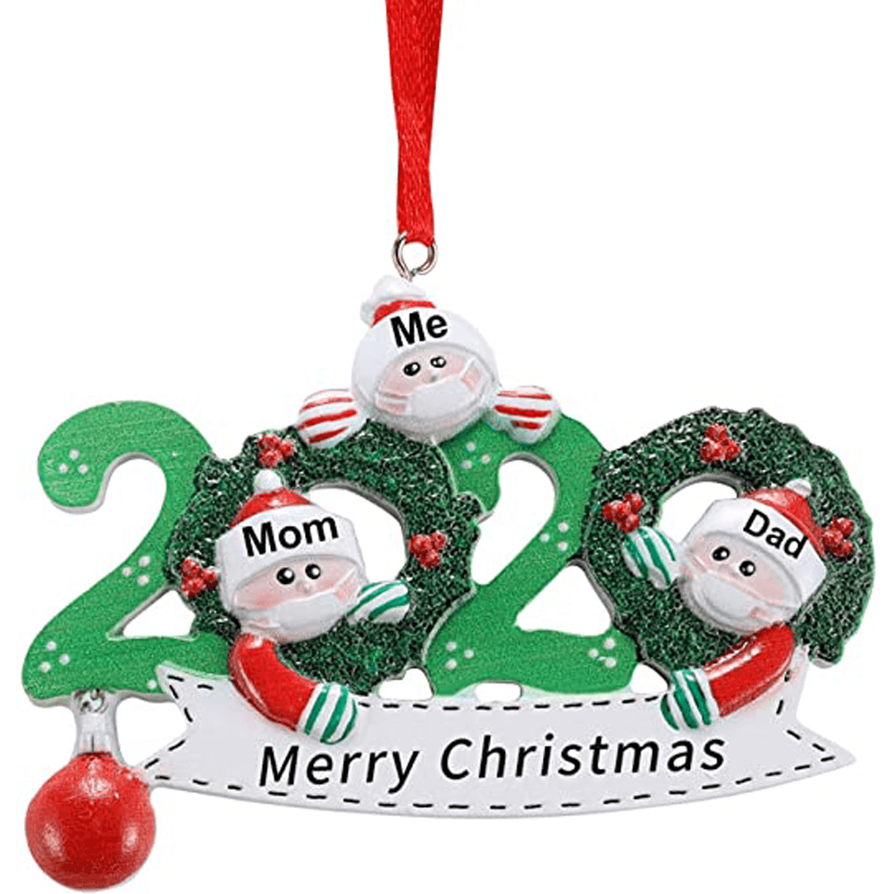 2020 Weihnachten Familie Figur Ornamente Weihnachtsbaum Weihnachtsmann Schneemann Anhänger Thanksgiving Spielzeug mit Glocken für Geschenk Home Dekorationen