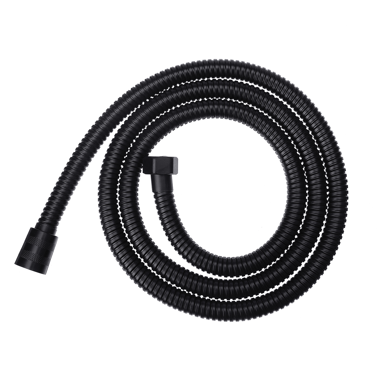 1.5M Black Stainless Steel Bathroom Shower Hose Handheld Water Pipe Fittings Shower Head Hose Replacement G1/2 Connection W/ Double Buckles