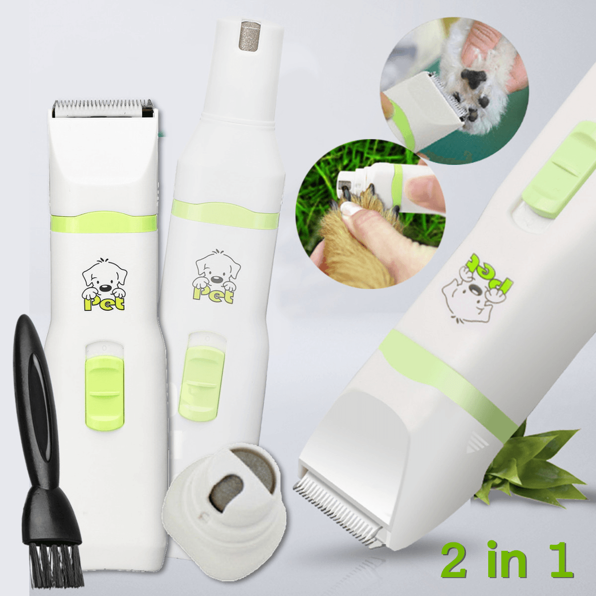 2 in 1 Professionelle Haustier Hund Katze Haar Trimmer Pfote Nagel Schleifer Pflege Clippers Nagel Cutter Haar Schneiden Maschine Haustier pflege Werkzeug