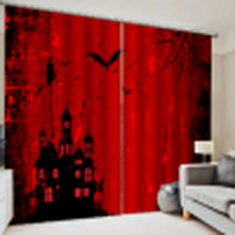 132 * 160 cm Verdunkelungsvorhänge, Halloween-bedruckte Vorhänge für Wohnzimmer, Festival-Dekoration