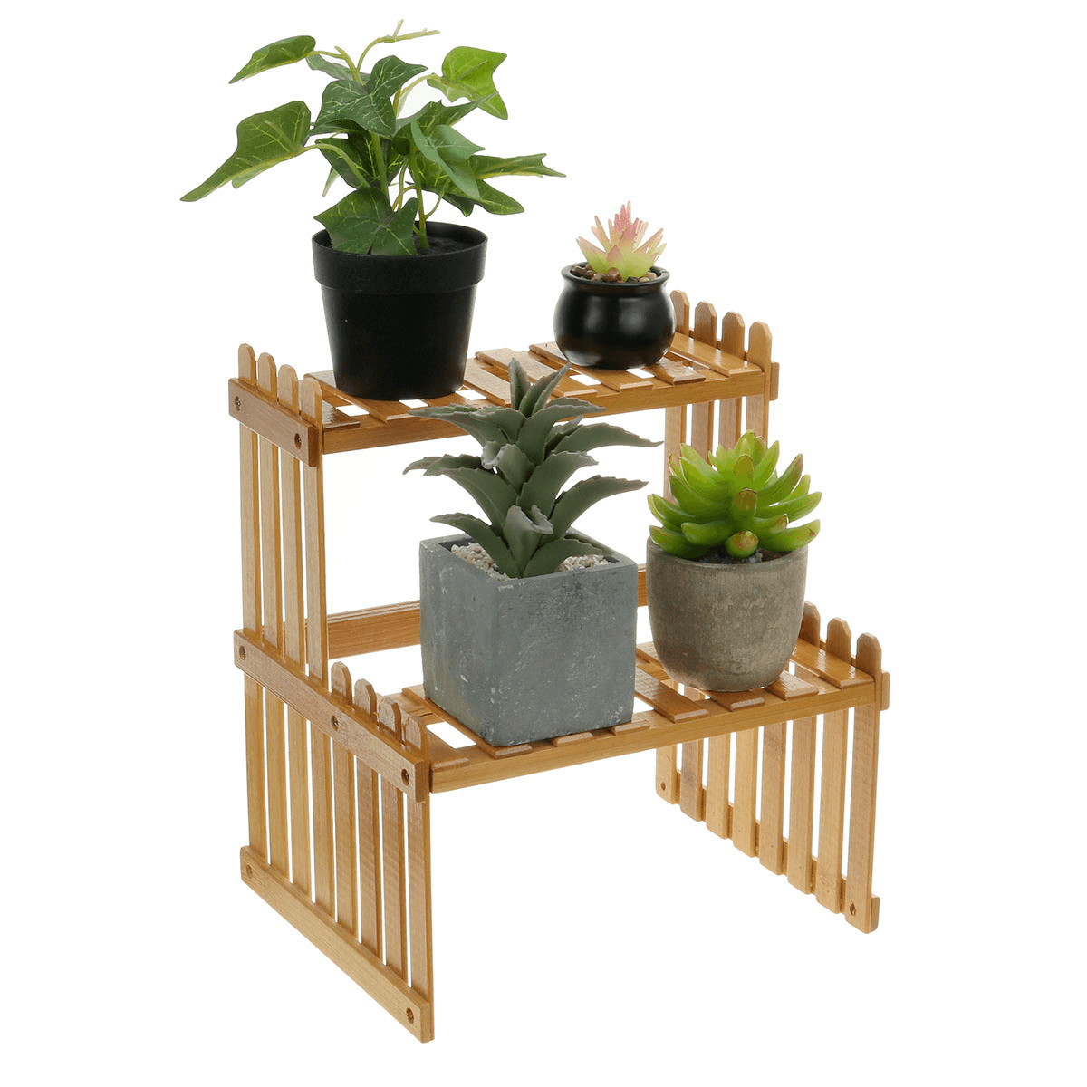 2 Ebenen Sukkulente Blume Bonsai Topf Regal Display Lagerung Schreibtisch Rack Halter Mini Bücherregal