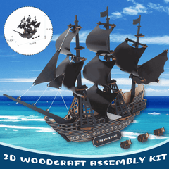 3D-Holzhandwerk-Bausatz Black Pearl Piratenschiff für Kinderspielzeug