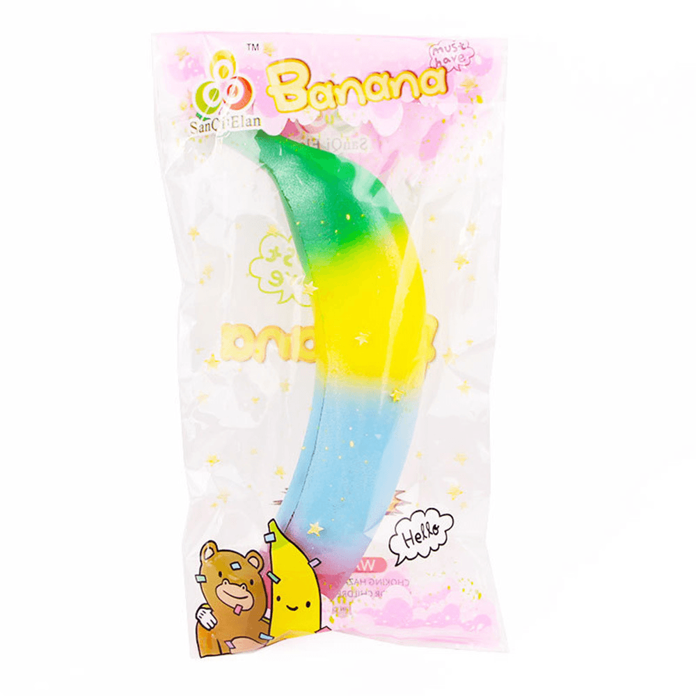 Sanqi Elan Rainbow Banana Squishy 18*4CM Soft Slow Rising with Packaging Collection Gift Toy