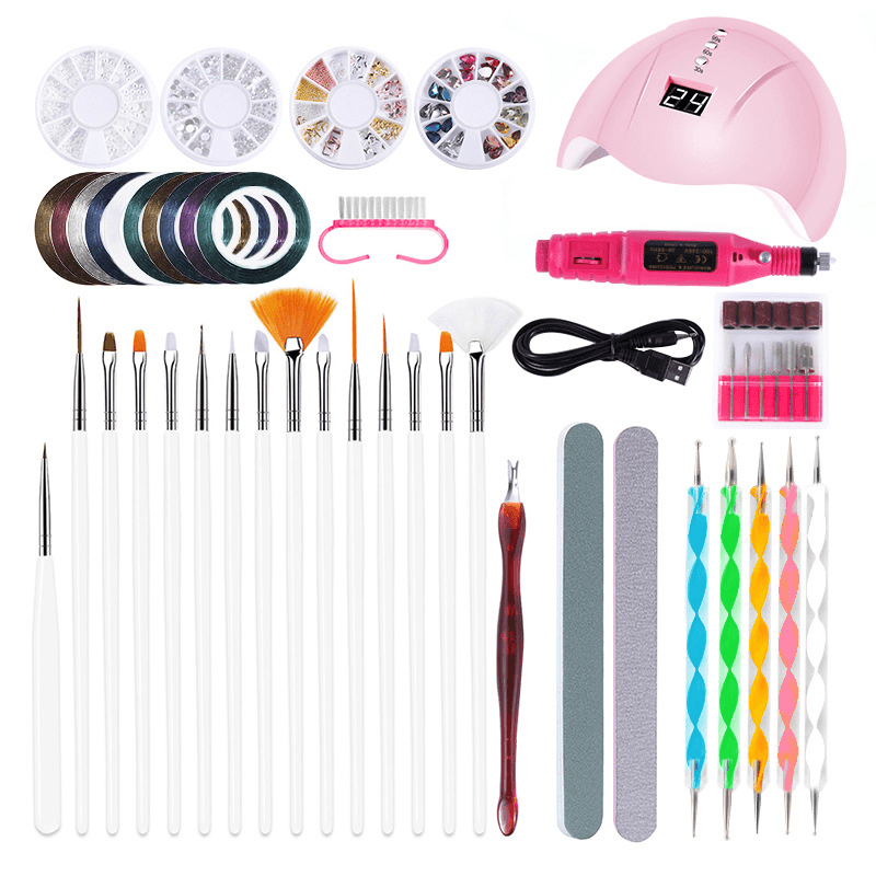 Manicure Gel Nail Polish Kit Electric Nail Drill Phototherapy Machine Set Painted Pen Manicure Set