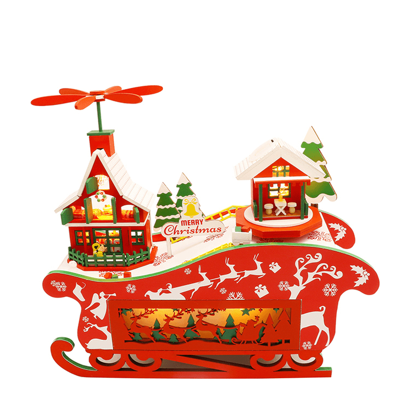 Hongda M908 Fantasy Christmas Night DIY Assembly Cottage Piggy Bank Doll House with Music and LED Light