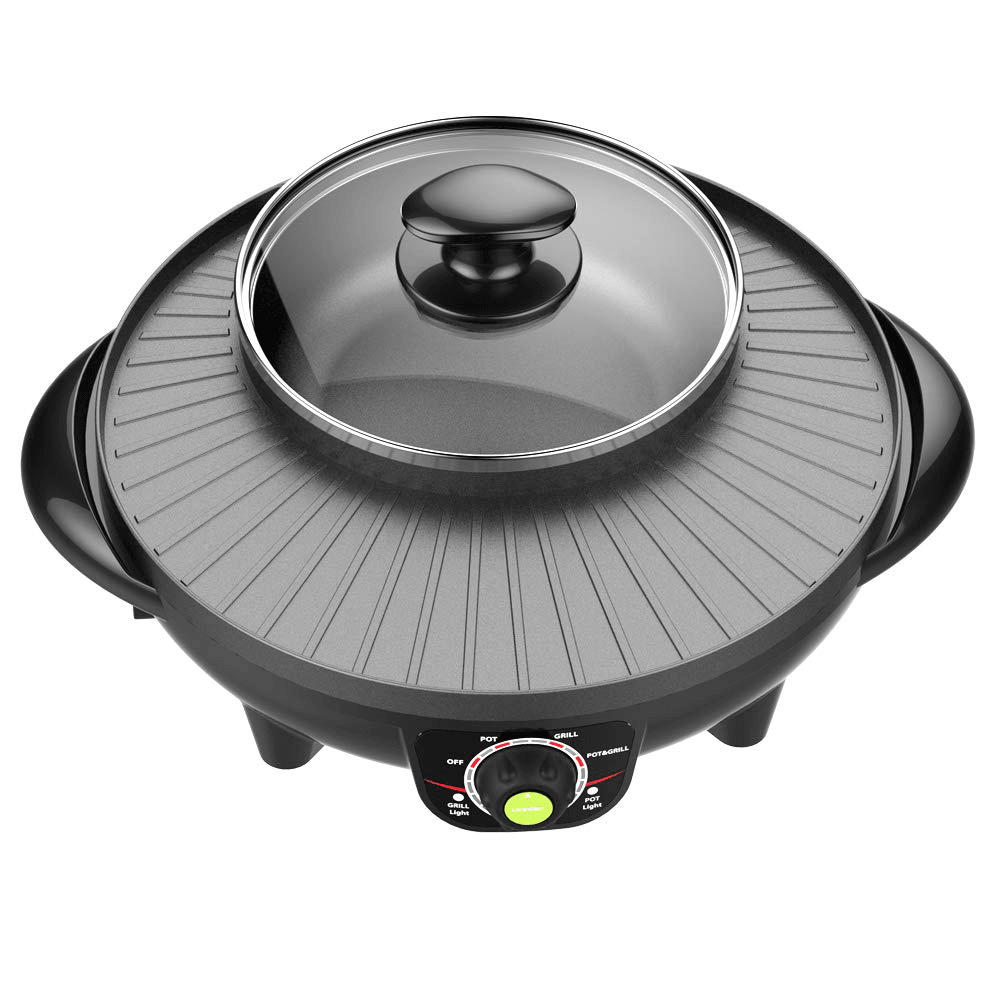 LIVEN 1300W Electric Grill with Hot Pot from Non-Stick 3 Gear Adjustment