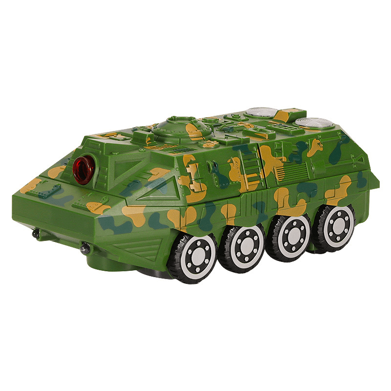 Electric Acousto-Optic Universal Wheel Transform Armed Vehicle Model with LED Lights Music Diecast Toy for Kids Gift