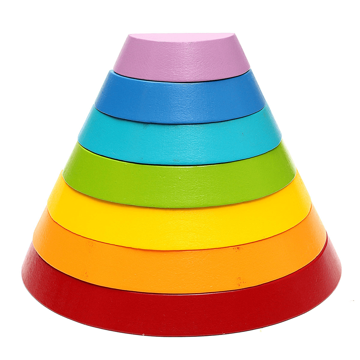 KINGSO Wooden Rainbow Toys 7Pcs Rainbow Stacker Educational Learning Toy Puzzles Colorful Building Blocks for Kids Baby Toddlers