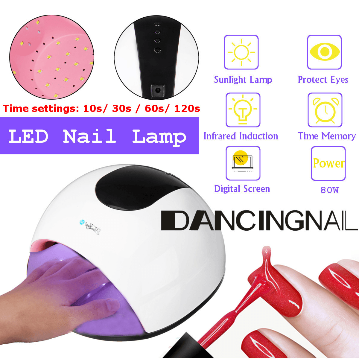 80W LED UV Nail Gel Curing Lamp Light Nail Gel Polish Dryer Nail Art Machine