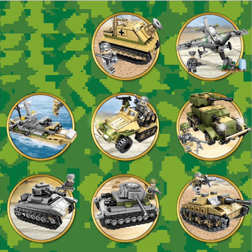 1061PCS Plastic & ABS 8 Kinds of Steel Empire Themed Military War Bricks Toy for Children