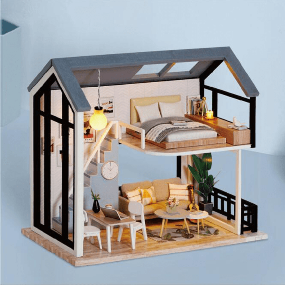 CUTE ROOM Miss Happiness Thema eines selbst zusammengebauten Puppenhauses mit Abdeckung für Kinderspielzeug