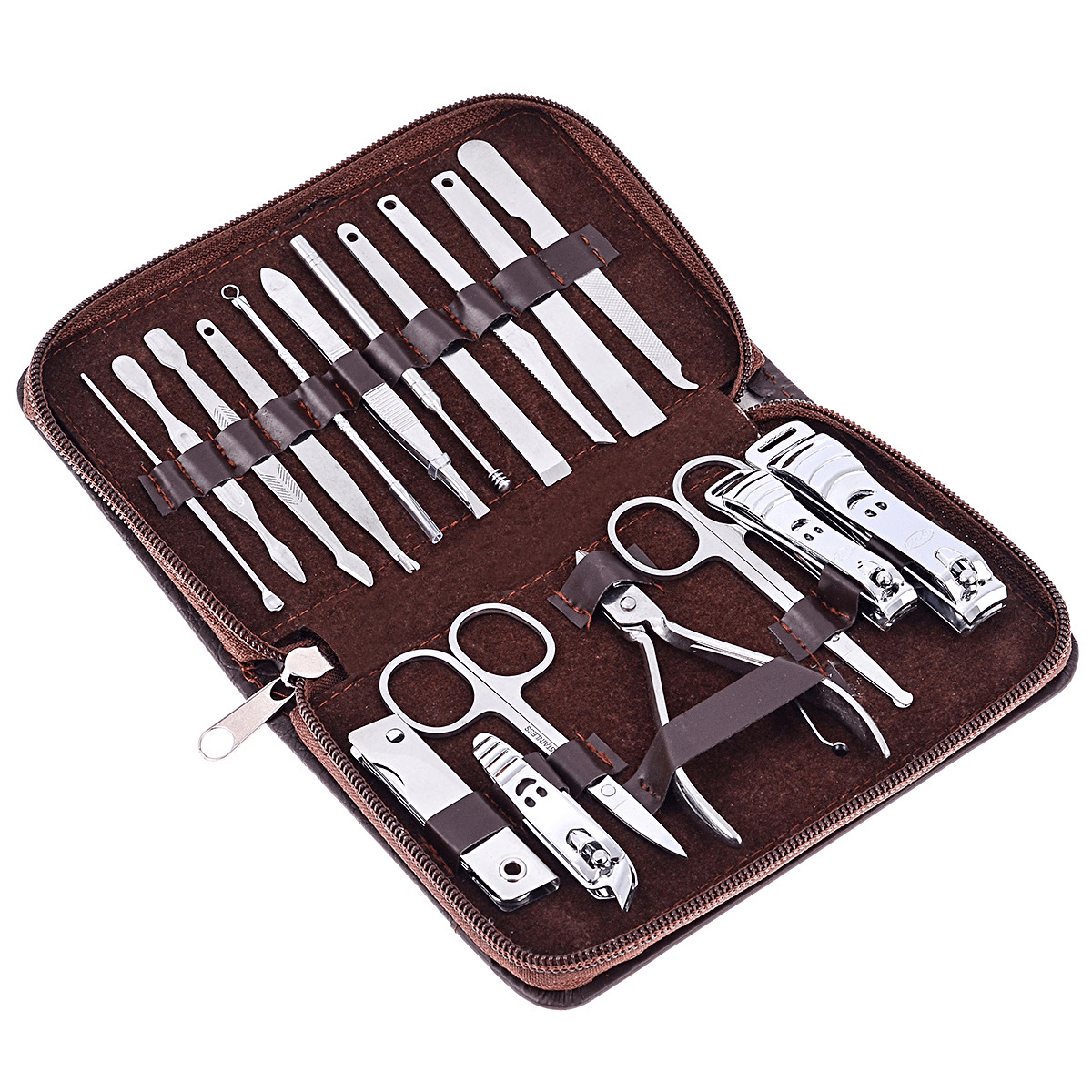 Y.F.M® 18Pcs Nail Clipper Set Manicure Pedicure Tools Kit Toenails Cutter Beard Scissors Cuticle