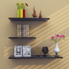 3 Pcs/Set Wood Wall-Mounted Punch Free Shelves Bookshelf Storage Rack Shelf Wall Hanging Decorations Stand Organizer