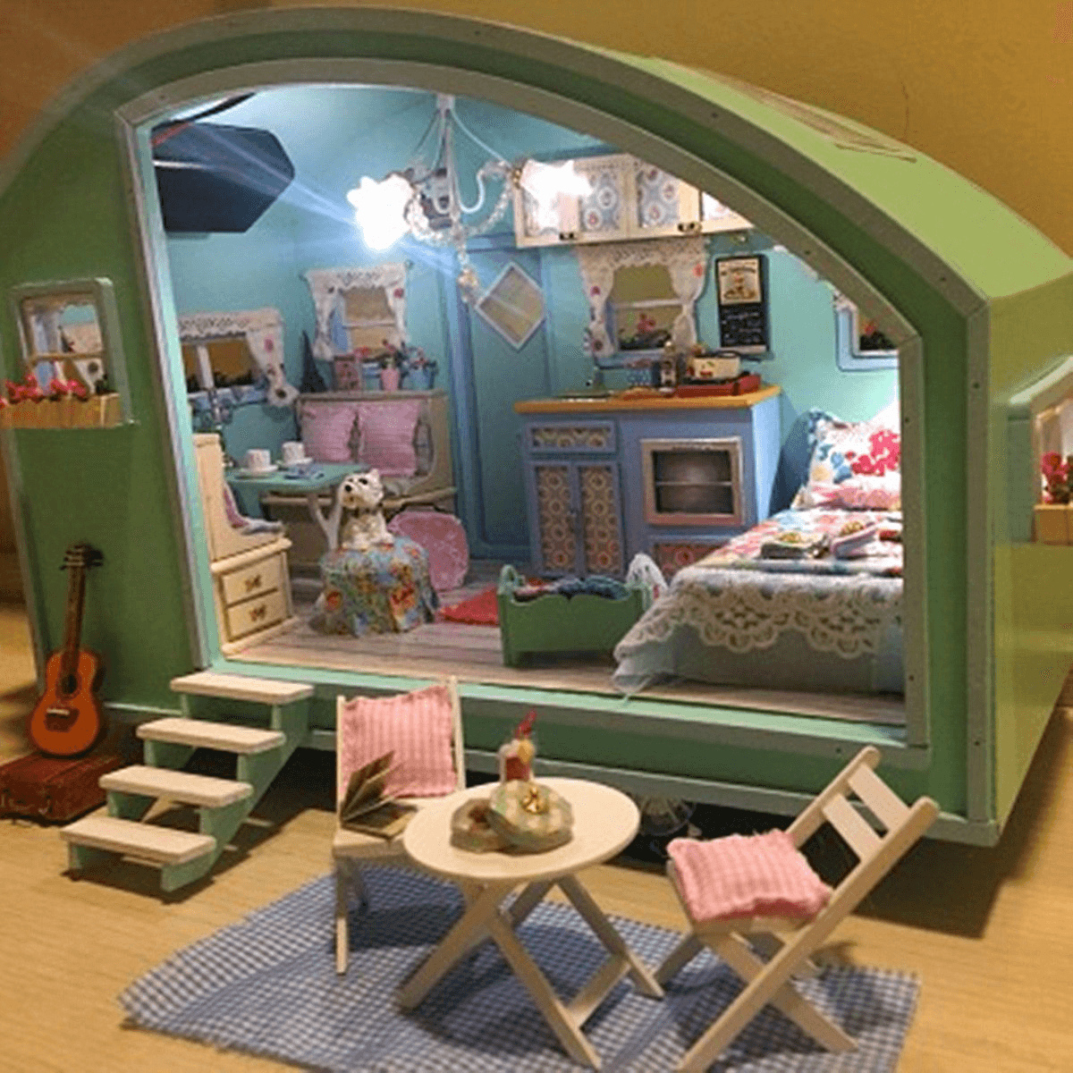 Cuteroom A-016 Time Travel DIY Wooden Dollhouse Miniature Kit Doll House LED Music Voice Control